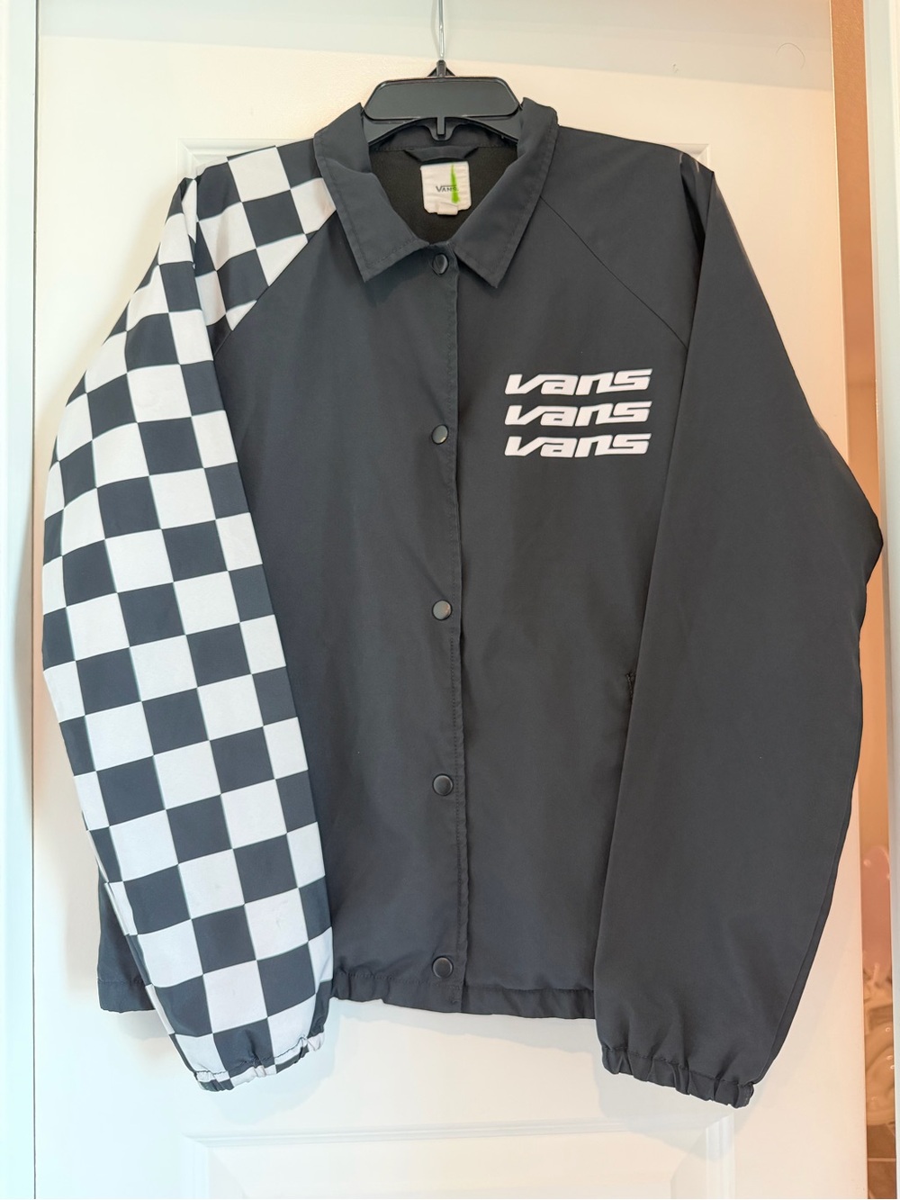 Vans Checkerboard Coaches Jacket Black White Triple Logo Size Small
